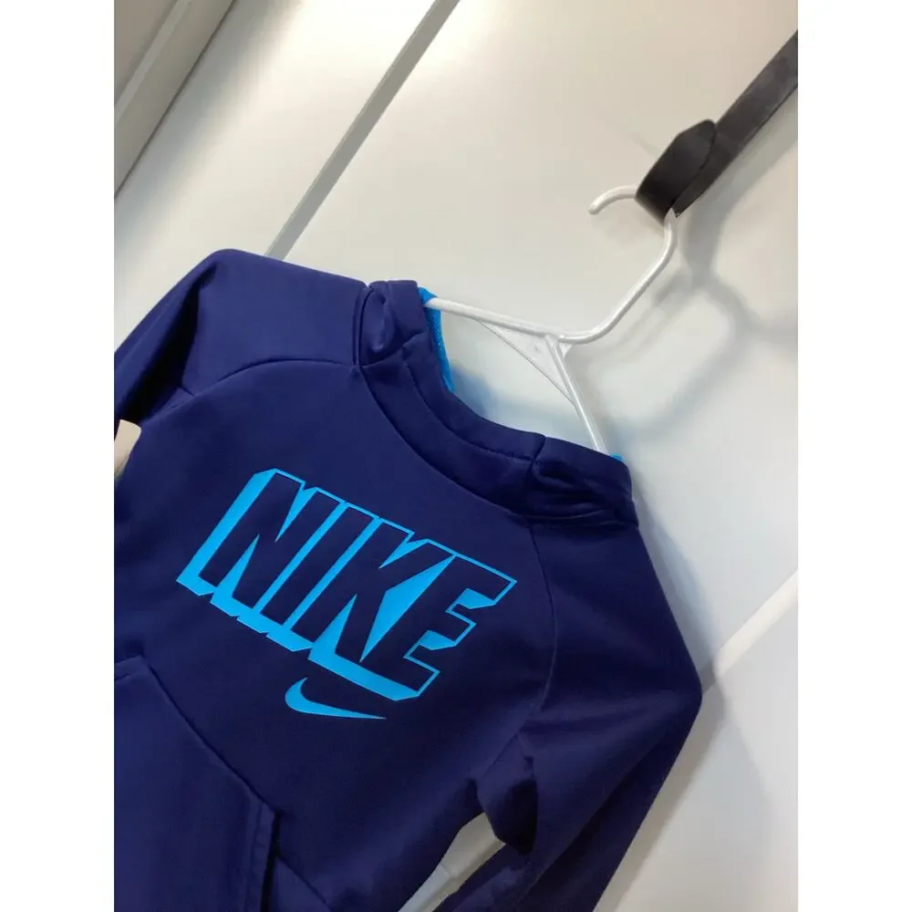 Nike Drifit Therma hooded Sweatshirt‎ Blue logo boys size 6 (5-6yrs)